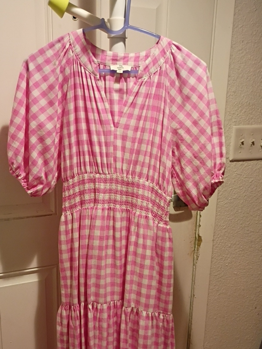 Pink Gingham Smocked-Waist Kids Top - Brand: